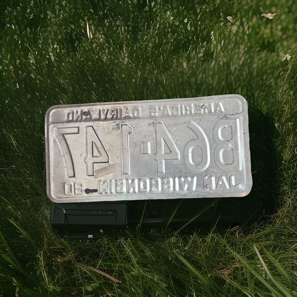Wisconsin Vintage Yellow license plate. American DairyLand. 1981 - Picture 2 of 2